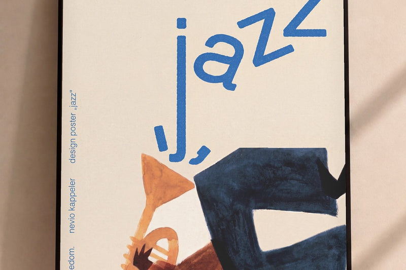 Plakaty muzyczne — jazz, instrumenty i typografia