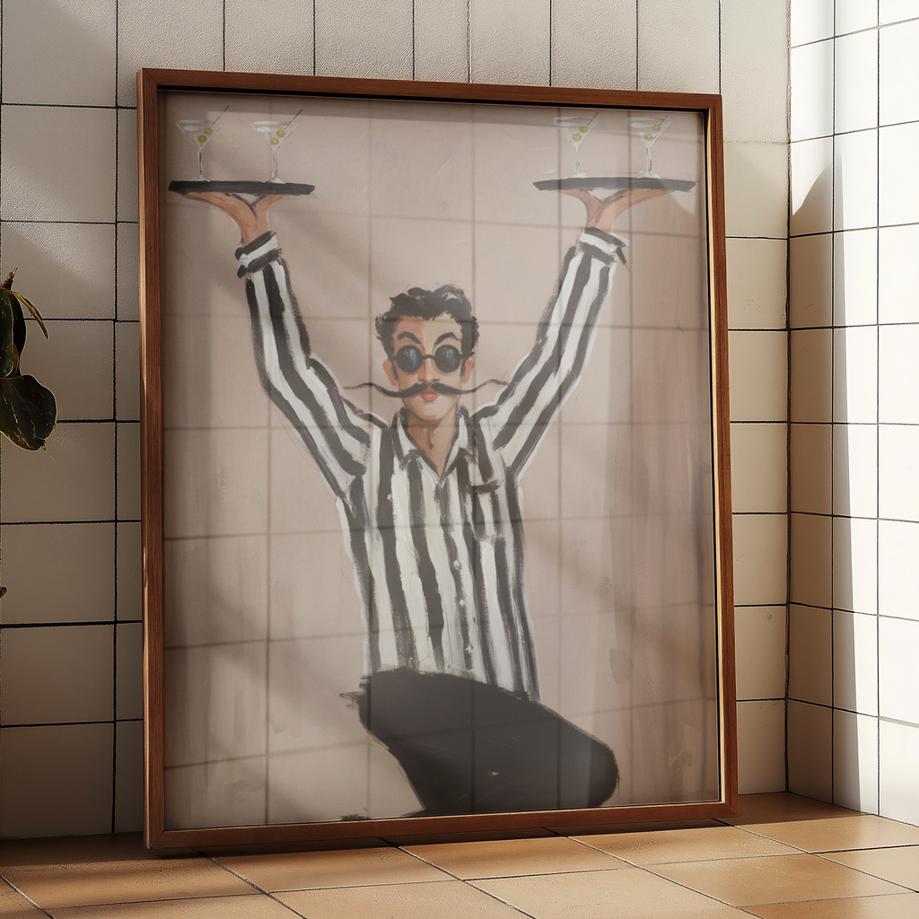 The Waiter – Retro Bar Print