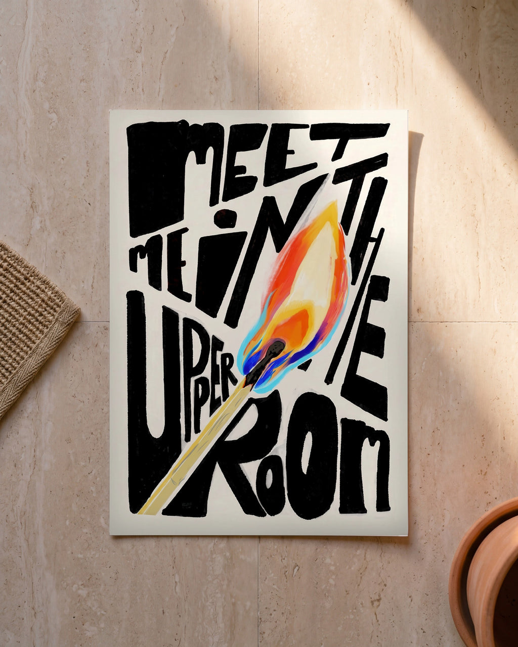 Plakat Meet Me in the Upper Room bez ramy, oparty o ścianę na podłodze