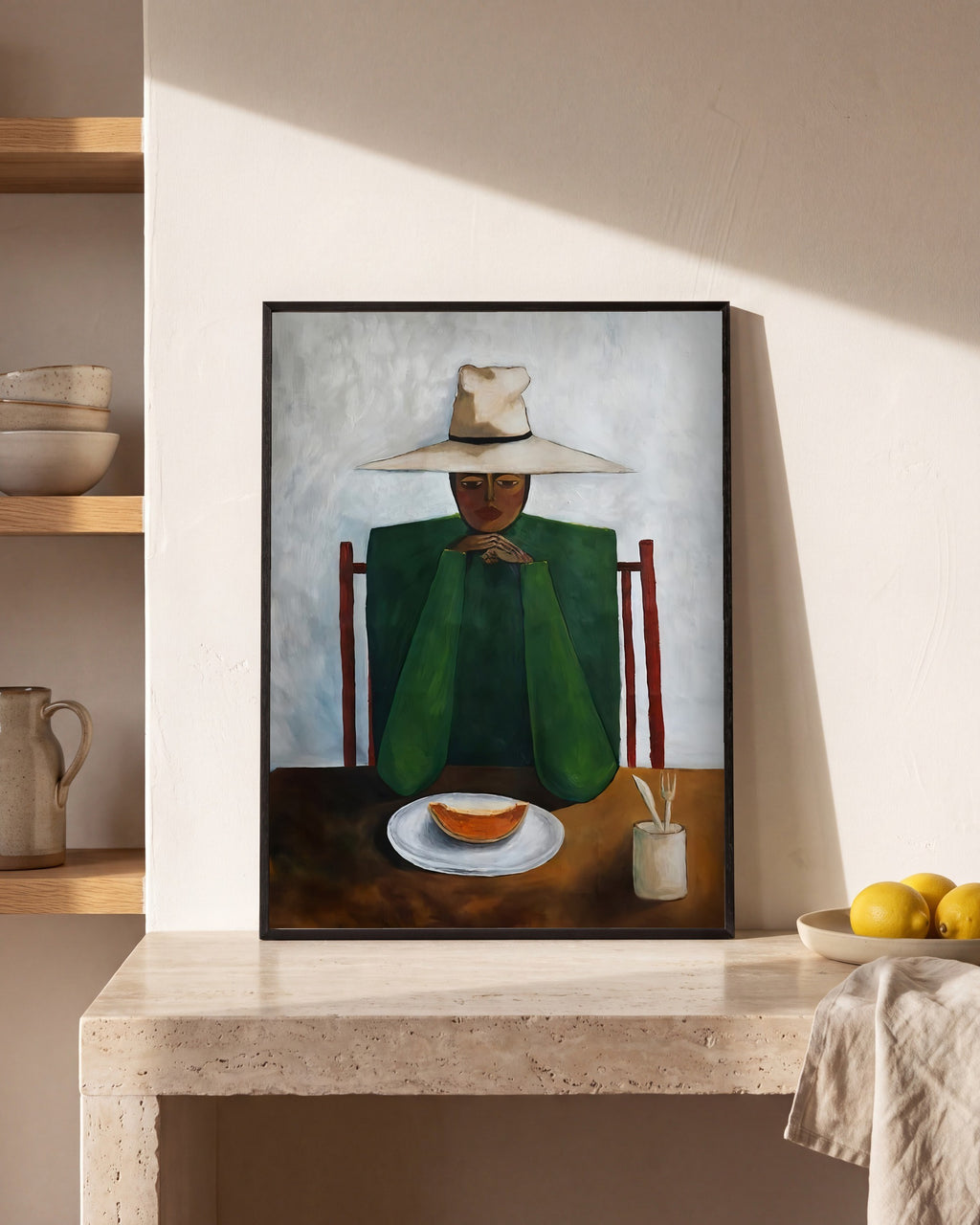 Plakat Zupa w kuchni, na kamiennym blacie